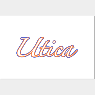 Utica Cursive Orange and Blue Posters and Art